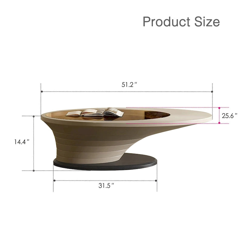 Tavolino da Caffè Ovale in Vetro Temperato Grigio, Struttura in Acciaio, 129,5 cm L × 65 cm P × 36,5 cm H
