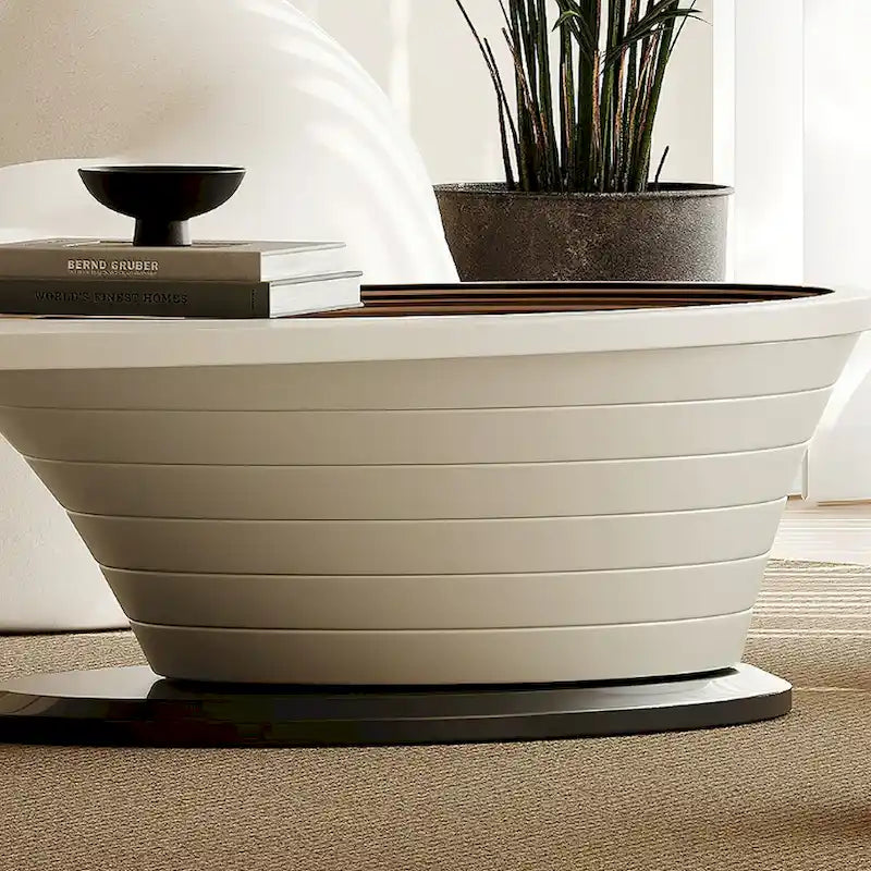 Tavolino da Caffè Ovale in Vetro Temperato Grigio, Struttura in Acciaio, 129,5 cm L × 65 cm P × 36,5 cm H